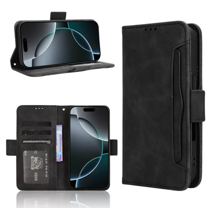 Apple iPhone 16 Pro Skin Feel PU Leather Wallet Phone Case with Card Slots, Cash Pocket, Magnetic Closure, Built-In Stand, Full Protection TPU Cover