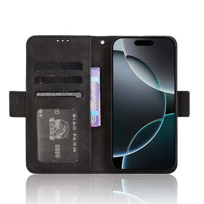 Apple iPhone 16 Pro Skin Feel PU Leather Wallet Phone Case with Card Slots, Cash Pocket, Magnetic Closure, Built-In Stand, Full Protection TPU Cover