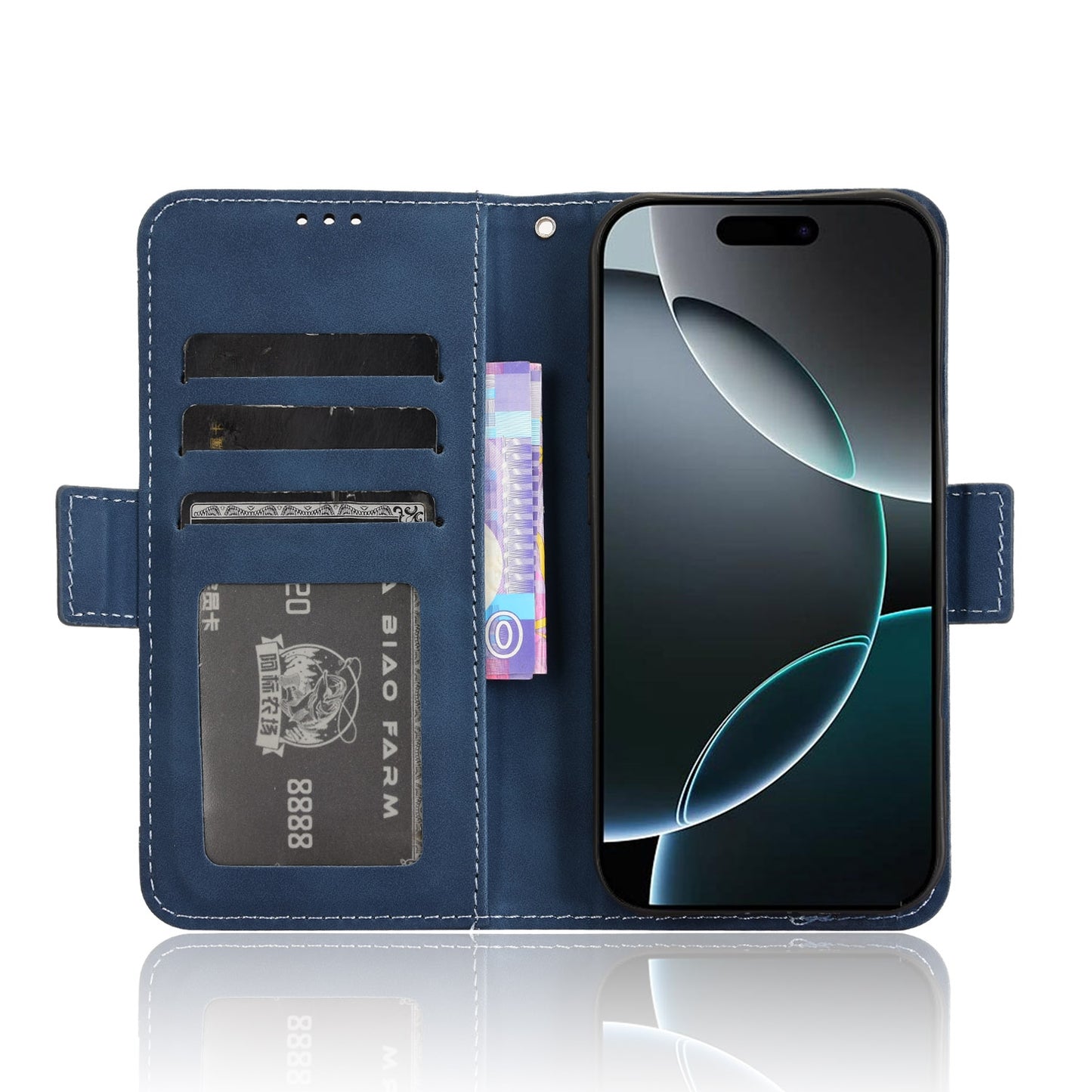 Apple iPhone 16 Pro Skin Feel PU Leather Wallet Phone Case with Card Slots, Cash Pocket, Magnetic Closure, Built-In Stand, Full Protection TPU Cover