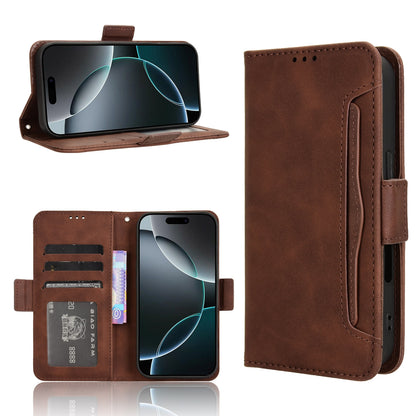 Apple iPhone 16 Pro Skin Feel PU Leather Wallet Phone Case with Card Slots, Cash Pocket, Magnetic Closure, Built-In Stand, Full Protection TPU Cover