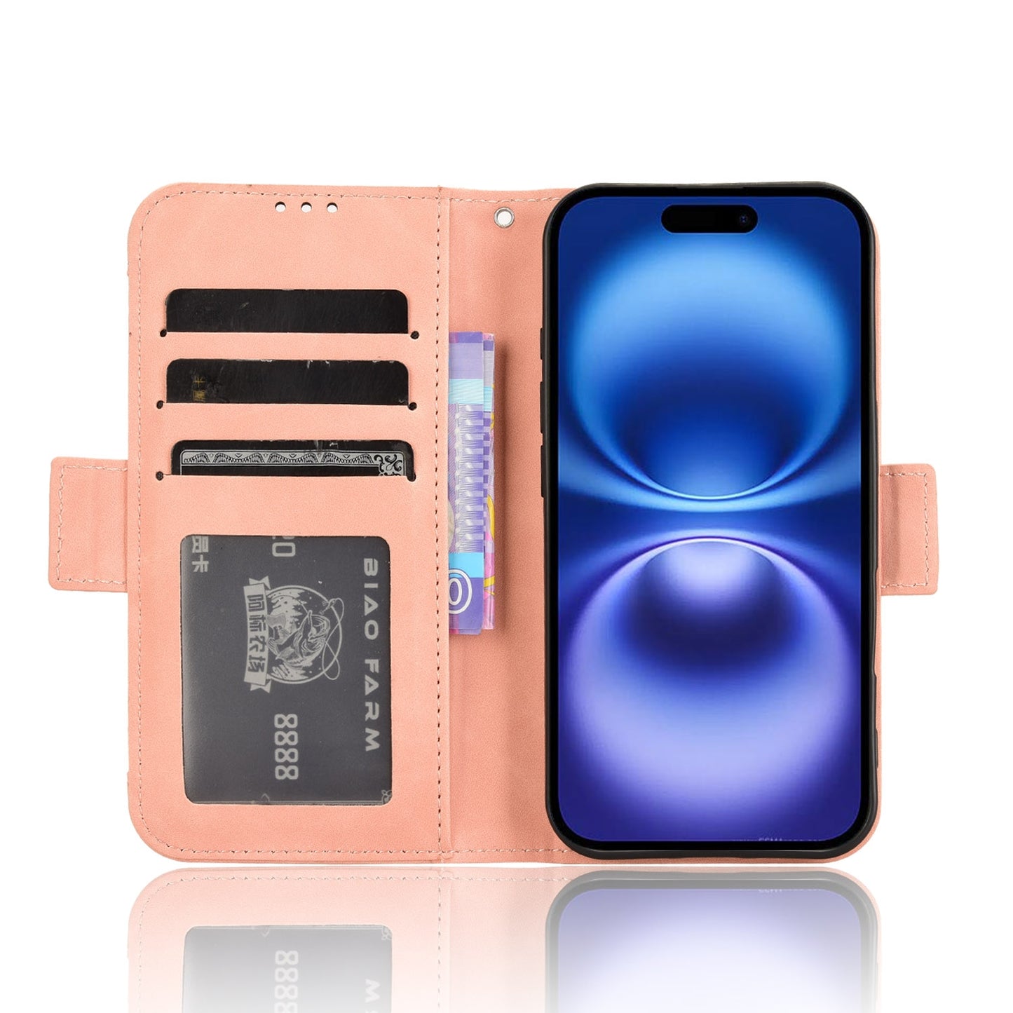 Apple iPhone 16 Plus Skin Feel PU Leather Wallet Phone Case with Card Slots, Cash Pocket, Magnetic Closure, Built-In Stand, Full Protection TPU Cover