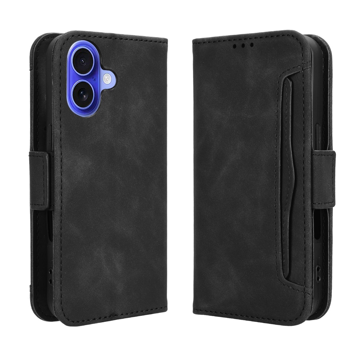 Apple iPhone 16 Plus Skin Feel PU Leather Wallet Phone Case with Card Slots, Cash Pocket, Magnetic Closure, Built-In Stand, Full Protection TPU Cover