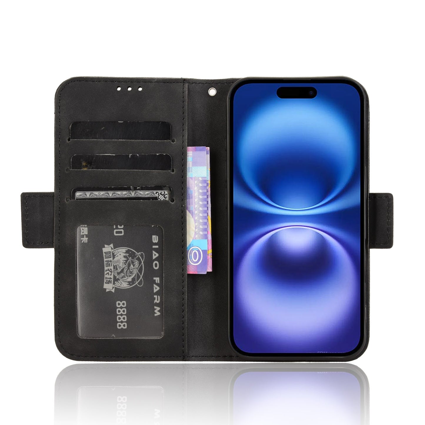 Apple iPhone 16 Plus Skin Feel PU Leather Wallet Phone Case with Card Slots, Cash Pocket, Magnetic Closure, Built-In Stand, Full Protection TPU Cover