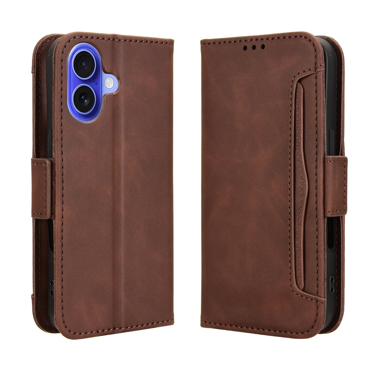 Apple iPhone 16 Plus Skin Feel PU Leather Wallet Phone Case with Card Slots, Cash Pocket, Magnetic Closure, Built-In Stand, Full Protection TPU Cover