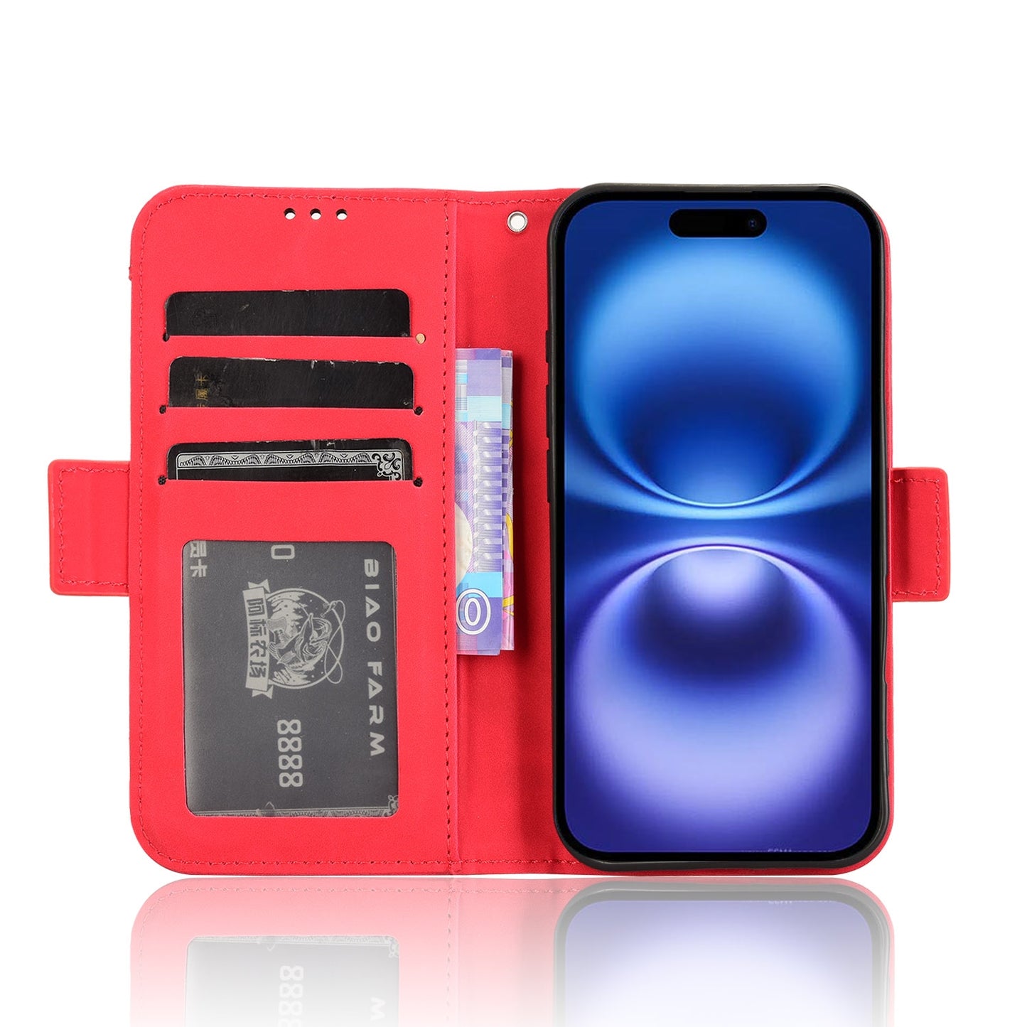 Apple iPhone 16 Skin Feel PU Leather Wallet Phone Case with Card Slots, Cash Pocket, Magnetic Closure, Built-In Stand, Full Protection TPU Cover