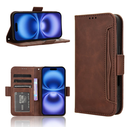 Apple iPhone 16 Skin Feel PU Leather Wallet Phone Case with Card Slots, Cash Pocket, Magnetic Closure, Built-In Stand, Full Protection TPU Cover