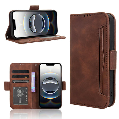 Apple iPhone 16e Skin Feel PU Leather Wallet Phone Case with Card Slots, Cash Pocket, Magnetic Closure, Built-In Stand, Full Protection TPU Cover