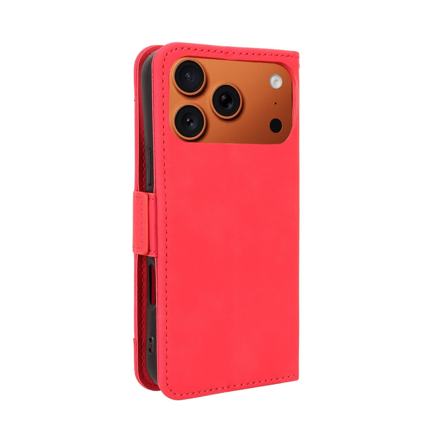 Apple iPhone 17 Pro Max Skin Feel PU Leather Wallet Phone Case with Card Slots, Cash Pocket, Magnetic Closure, Built-In Stand, Full Protection TPU Cover