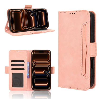 Apple iPhone 17 Pro Skin Feel PU Leather Wallet Phone Case with Card Slots, Cash Pocket, Magnetic Closure, Built-In Stand, Full Protection TPU Cover