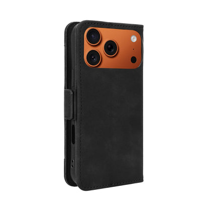 Apple iPhone 17 Pro Skin Feel PU Leather Wallet Phone Case with Card Slots, Cash Pocket, Magnetic Closure, Built-In Stand, Full Protection TPU Cover