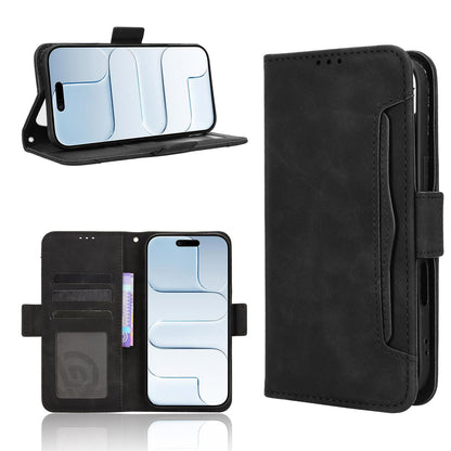 Apple iPhone Air Skin Feel PU Leather Wallet Phone Case with Card Slots, Cash Pocket, Magnetic Closure, Built-In Stand, Full Protection TPU Cover