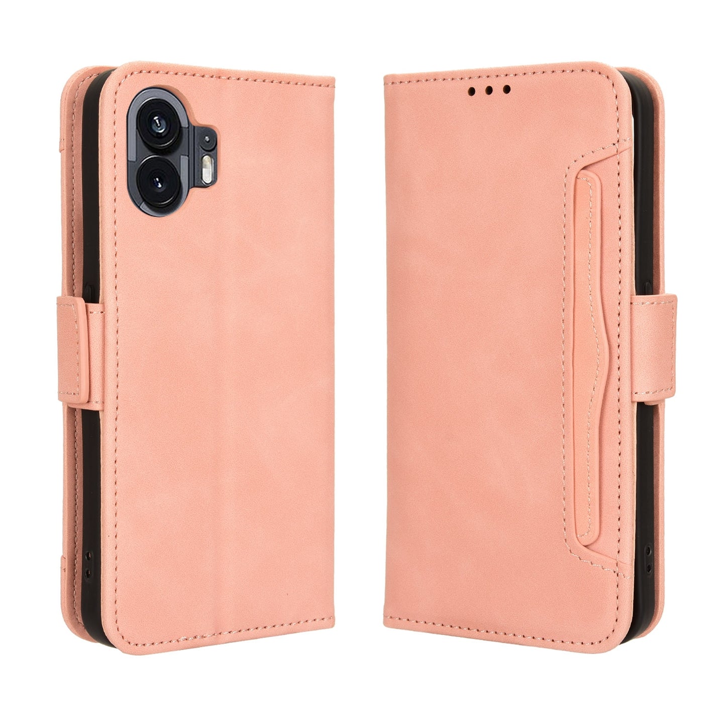 Nothing Phone 2 Skin Feel PU Leather Wallet Phone Case with Card Slots, Cash Pocket, Magnetic Closure, Built-In Stand, Full Protection TPU Cover