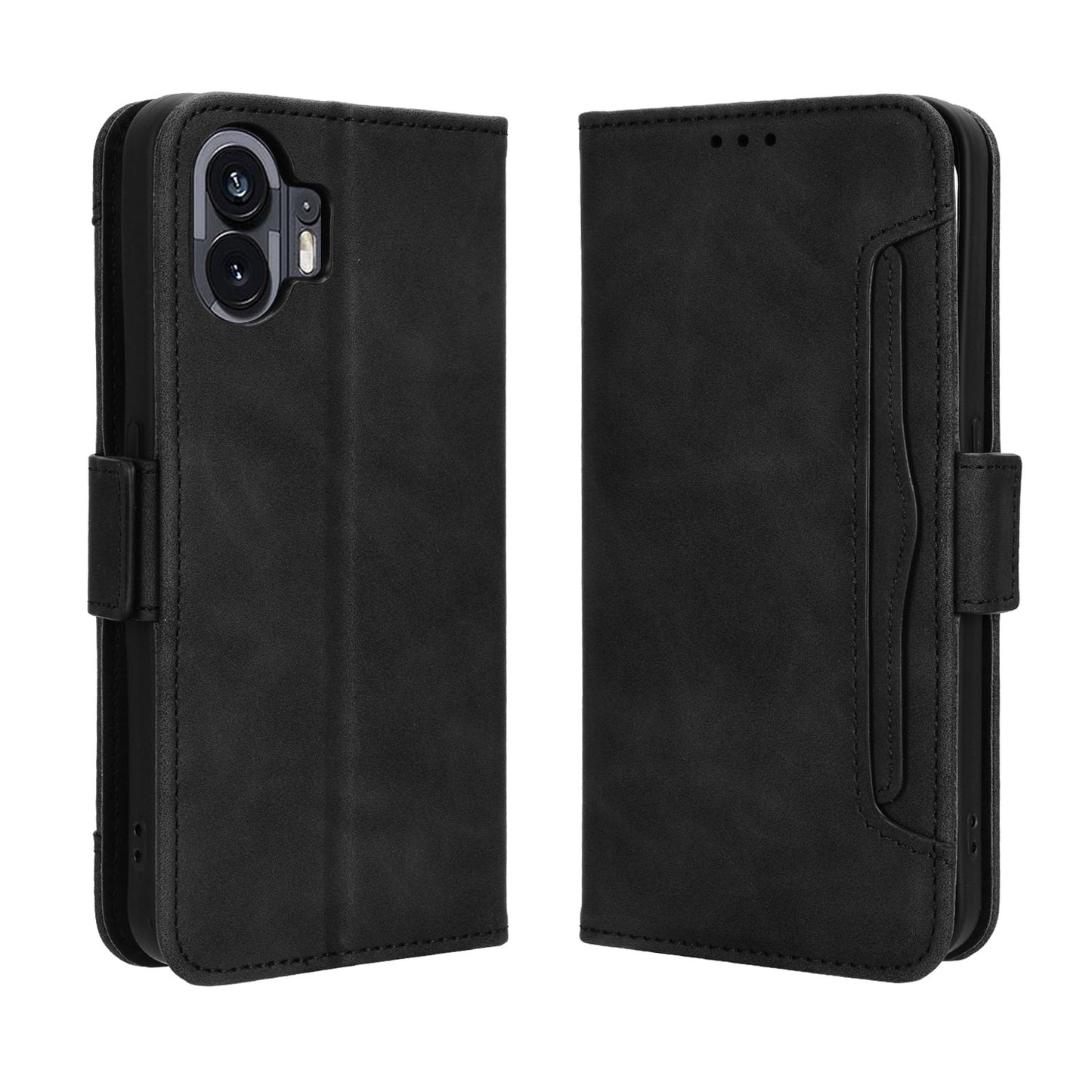 Nothing Phone 2 Skin Feel PU Leather Wallet Phone Case with Card Slots, Cash Pocket, Magnetic Closure, Built-In Stand, Full Protection TPU Cover