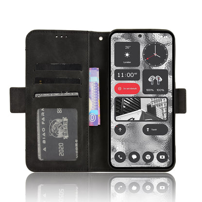 Nothing Phone 2 Skin Feel PU Leather Wallet Phone Case with Card Slots, Cash Pocket, Magnetic Closure, Built-In Stand, Full Protection TPU Cover