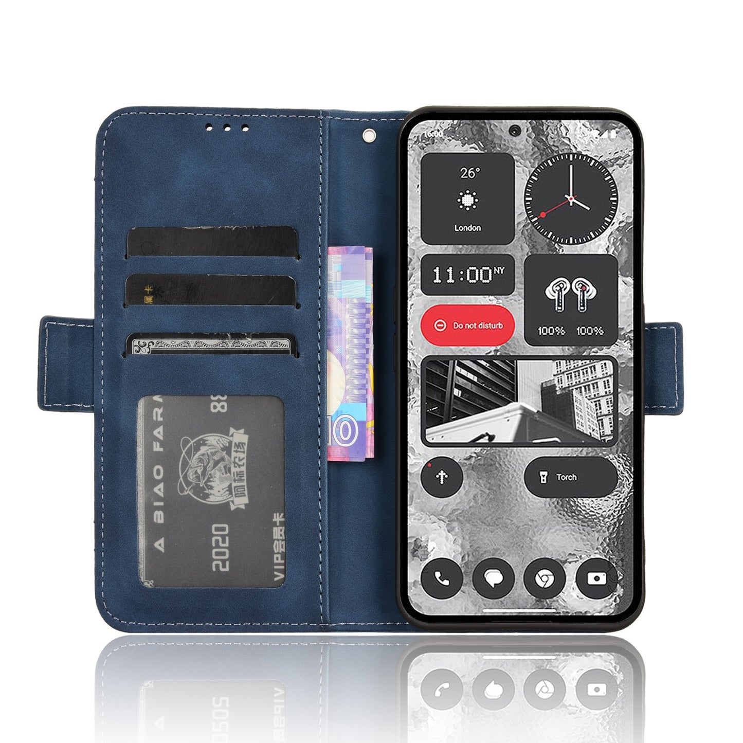 Nothing Phone 2 Skin Feel PU Leather Wallet Phone Case with Card Slots, Cash Pocket, Magnetic Closure, Built-In Stand, Full Protection TPU Cover