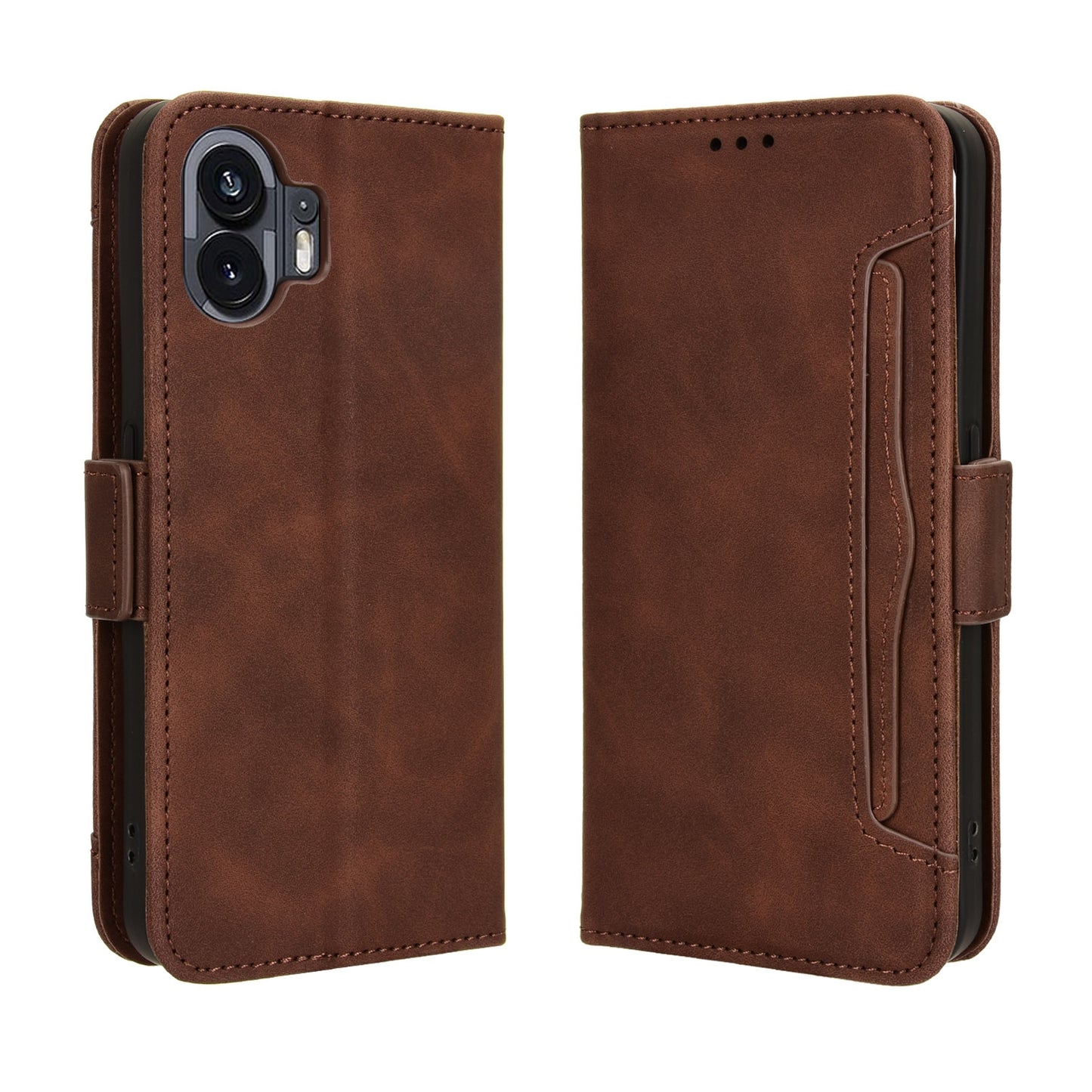 Nothing Phone 2 Skin Feel PU Leather Wallet Phone Case with Card Slots, Cash Pocket, Magnetic Closure, Built-In Stand, Full Protection TPU Cover