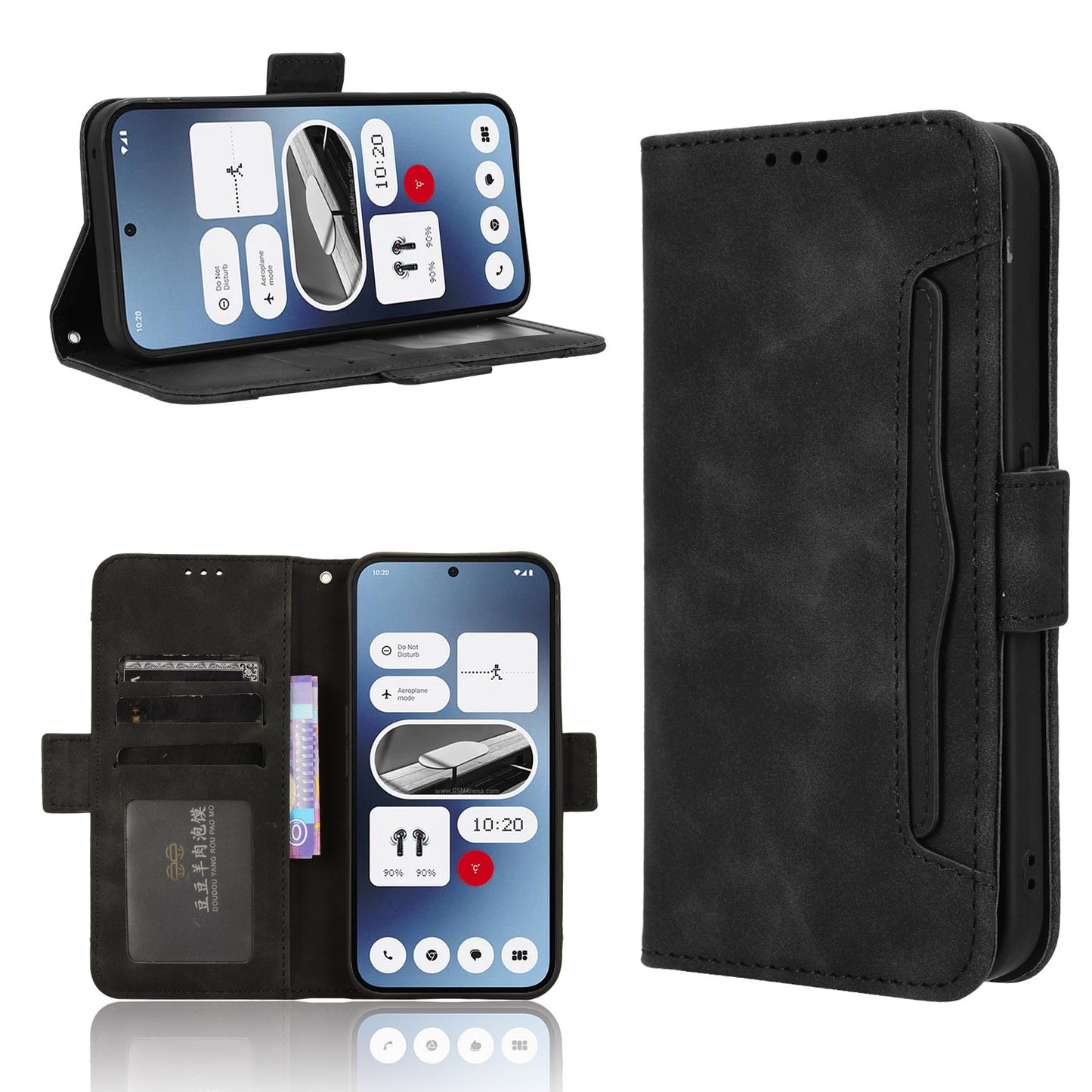 Nothing Phone 2a Skin Feel PU Leather Wallet Phone Case with Card Slots, Cash Pocket, Magnetic Closure, Built-In Stand, Full Protection TPU Cover