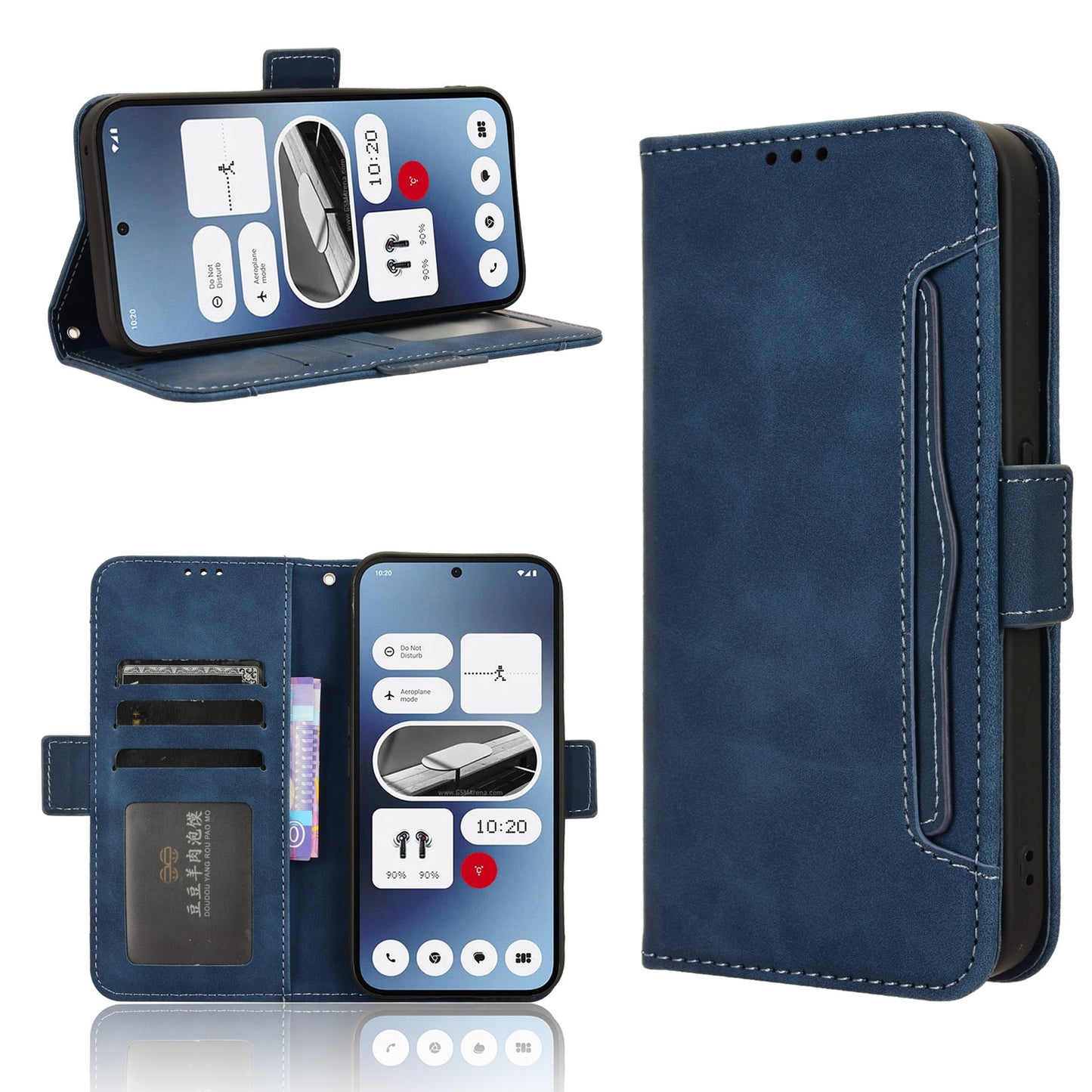 Nothing Phone 2a Skin Feel PU Leather Wallet Phone Case with Card Slots, Cash Pocket, Magnetic Closure, Built-In Stand, Full Protection TPU Cover