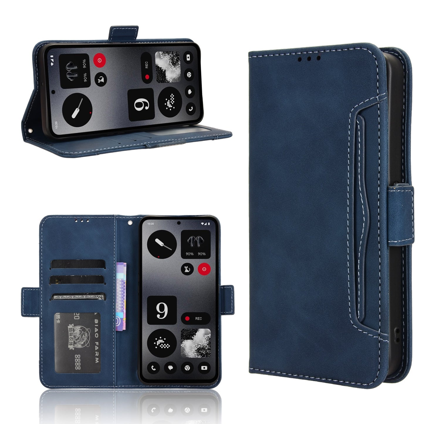 Nothing CMF Phone 1 Skin Feel PU Leather Wallet Phone Case with Card Slots, Cash Pocket, Magnetic Closure, Built-In Stand, Full Protection TPU Cover