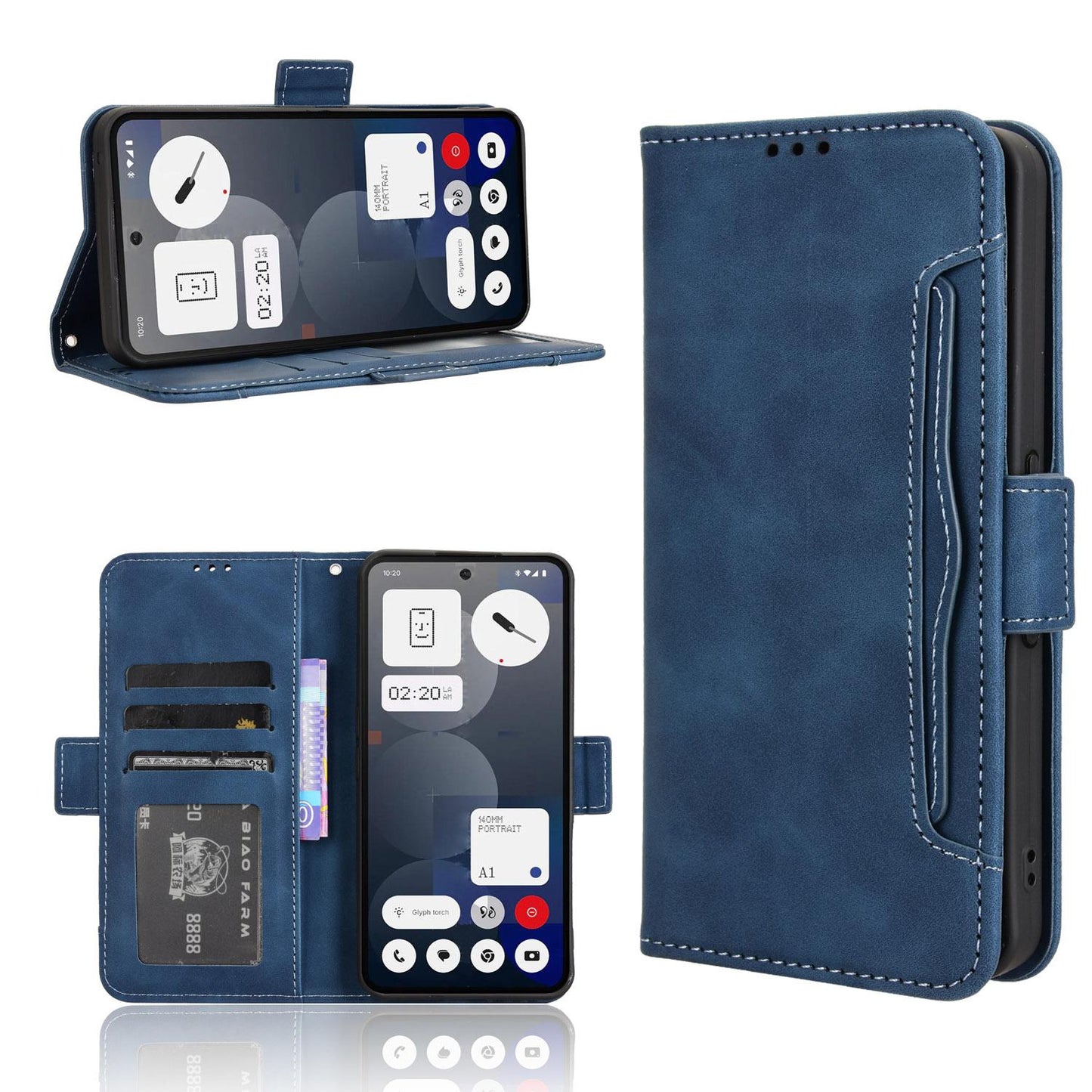 Nothing Phone 3a Pro Skin Feel PU Leather Wallet Phone Case with Card Slots, Cash Pocket, Magnetic Closure, Built-In Stand, Full Protection TPU Cover