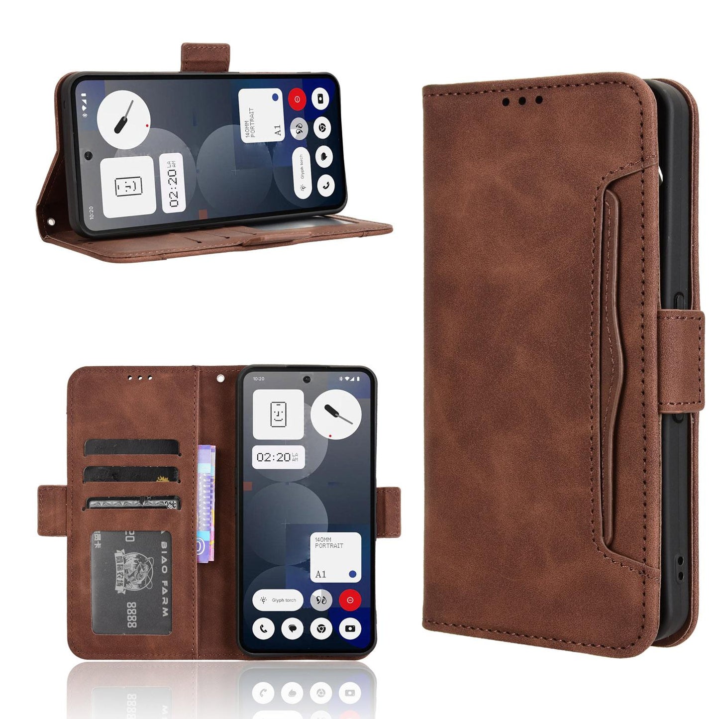 Nothing Phone 3a Pro Skin Feel PU Leather Wallet Phone Case with Card Slots, Cash Pocket, Magnetic Closure, Built-In Stand, Full Protection TPU Cover