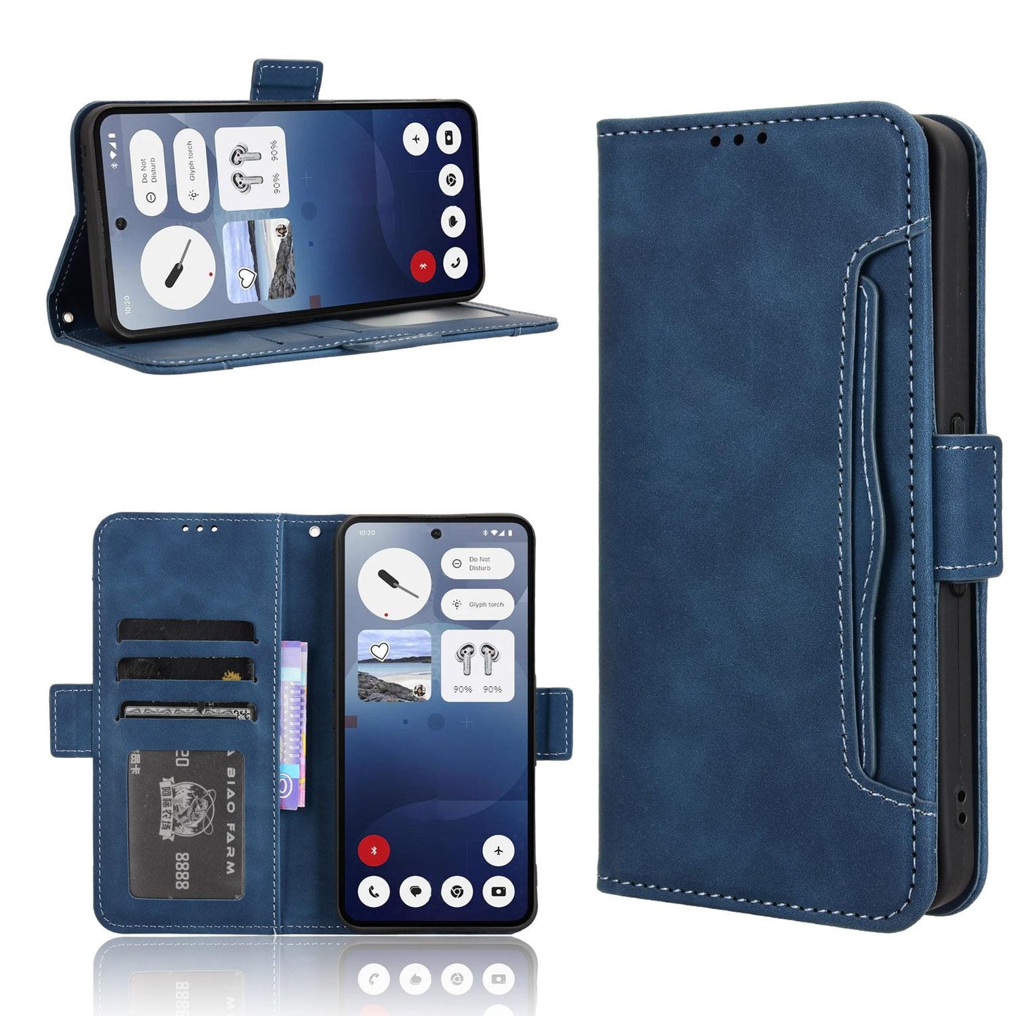 Nothing Phone 3a Skin Feel PU Leather Wallet Phone Case with Card Slots, Cash Pocket, Magnetic Closure, Built-In Stand, Full Protection TPU Cover