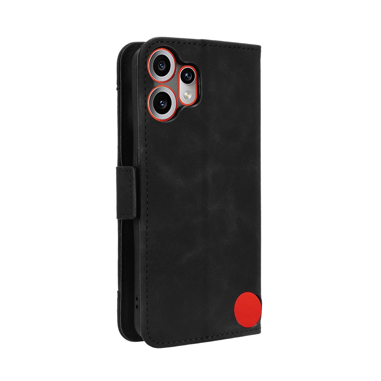 Nothing CMF Phone 2 Pro Skin Feel PU Leather Wallet Phone Case with Card Slots, Cash Pocket, Magnetic Closure, Built-In Stand, Full Protection TPU Cover