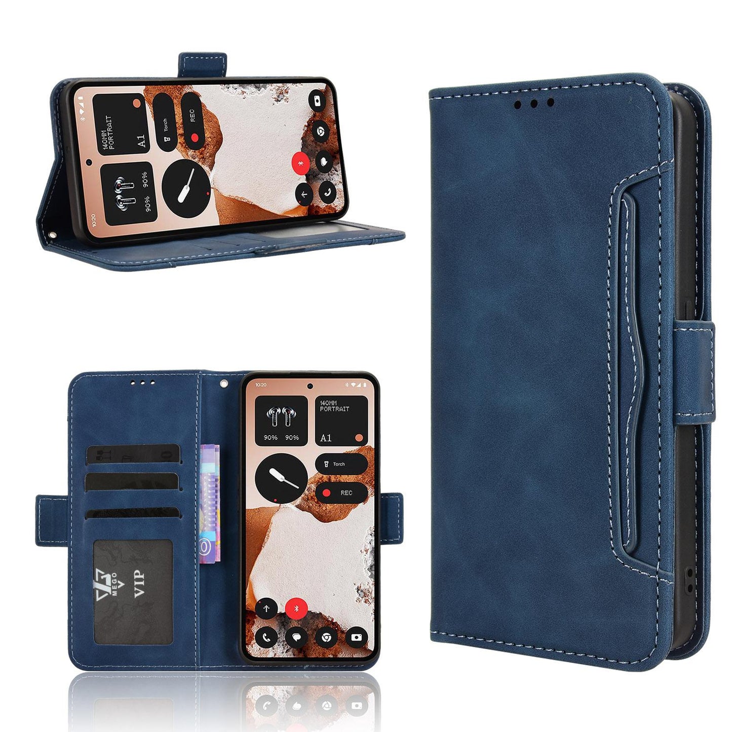 Nothing CMF Phone 2 Pro Skin Feel PU Leather Wallet Phone Case with Card Slots, Cash Pocket, Magnetic Closure, Built-In Stand, Full Protection TPU Cover