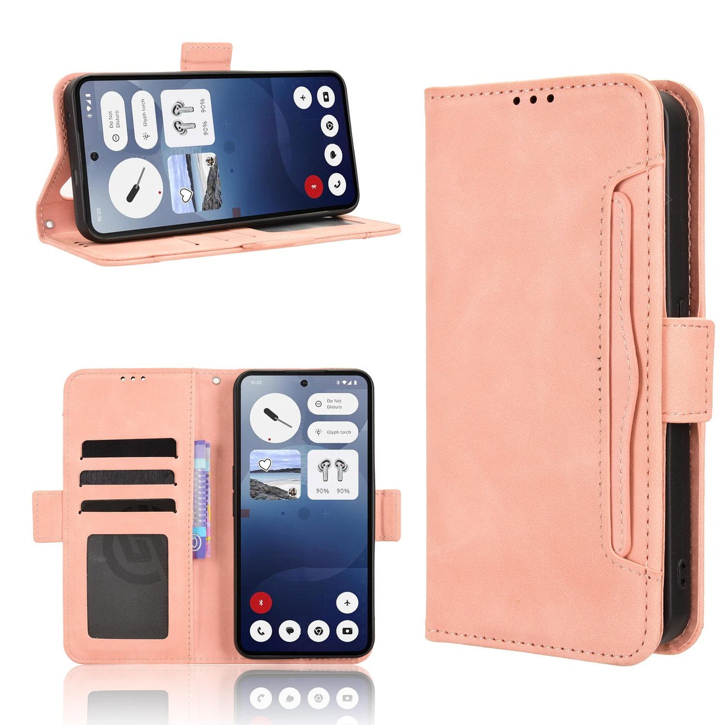 Nothing Phone 3 Skin Feel PU Leather Wallet Phone Case with Card Slots, Cash Pocket, Magnetic Closure, Built-In Stand, Full Protection TPU Cover