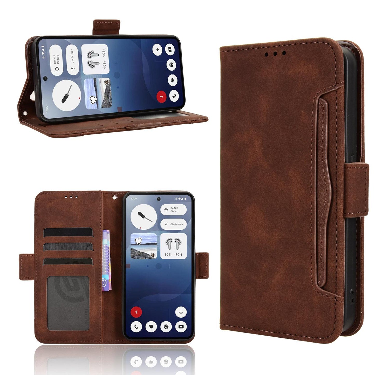 Nothing Phone 3 Skin Feel PU Leather Wallet Phone Case with Card Slots, Cash Pocket, Magnetic Closure, Built-In Stand, Full Protection TPU Cover
