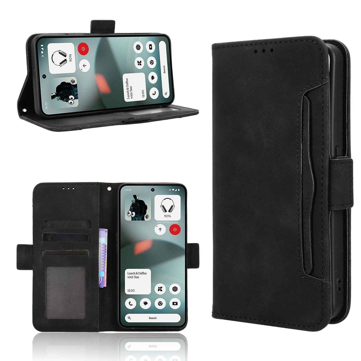 Nothing Phone 3a Lite Skin Feel PU Leather Wallet Phone Case with Card Slots, Cash Pocket, Magnetic Closure, Built-In Stand, Full Protection TPU Cover