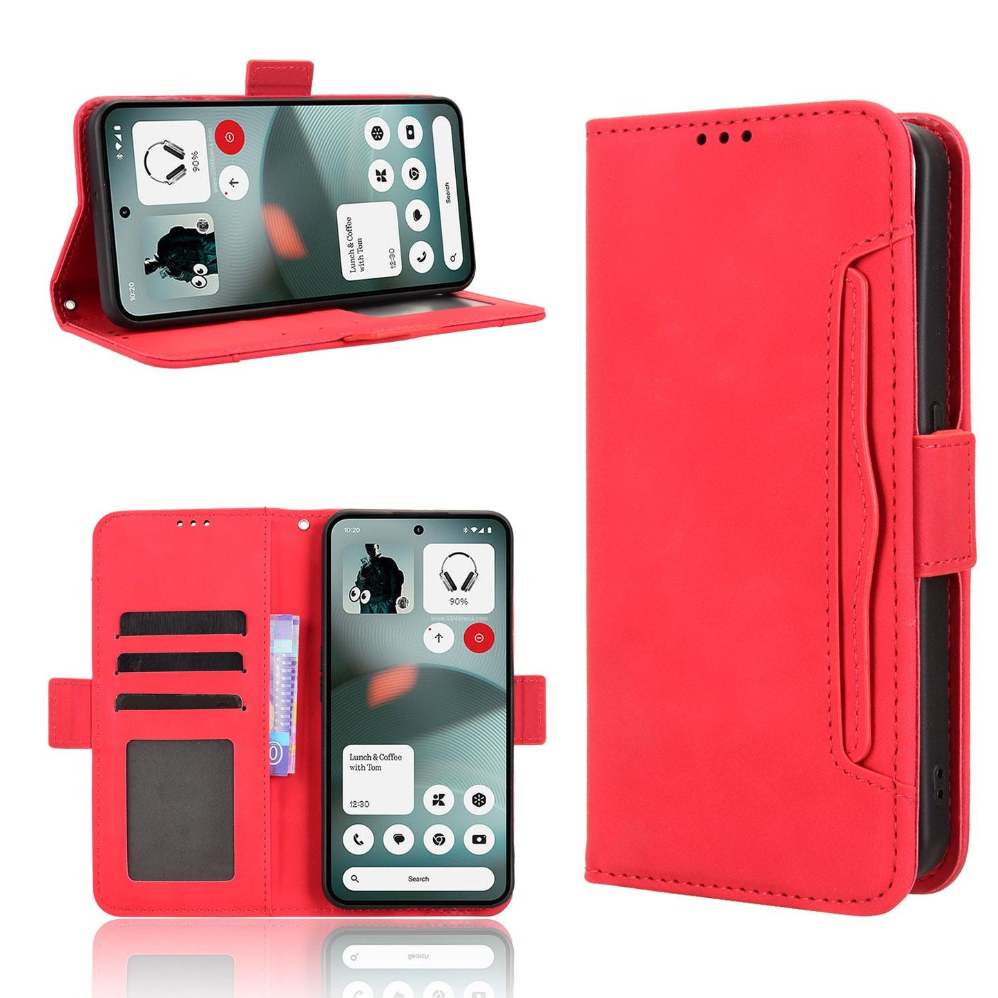 Nothing Phone 3a Lite Skin Feel PU Leather Wallet Phone Case with Card Slots, Cash Pocket, Magnetic Closure, Built-In Stand, Full Protection TPU Cover