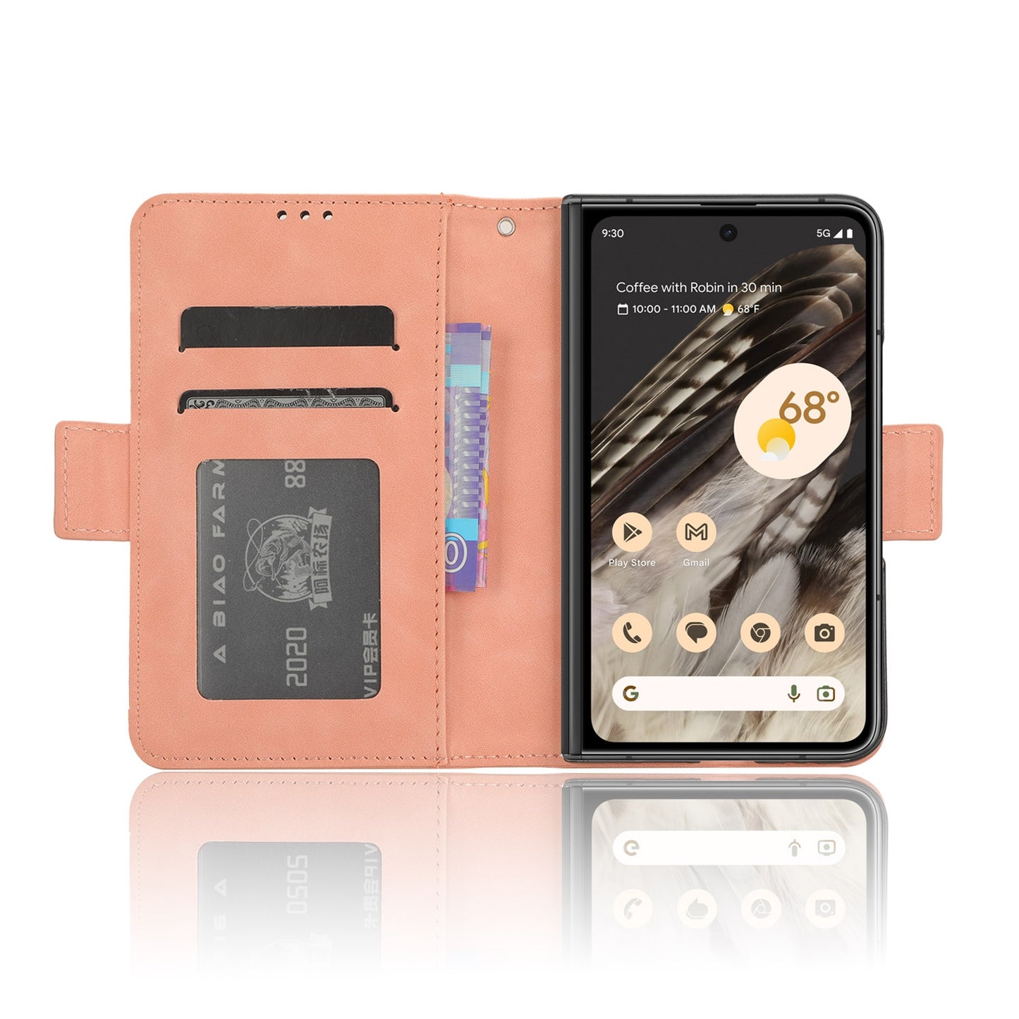 Google Pixel Fold Skin Feel PU Leather Wallet Phone Case with Card Slots, Cash Pocket, Magnetic Closure, Built-In Stand, Full Protection TPU Cover