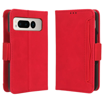 Google Pixel Fold Skin Feel PU Leather Wallet Phone Case with Card Slots, Cash Pocket, Magnetic Closure, Built-In Stand, Full Protection TPU Cover
