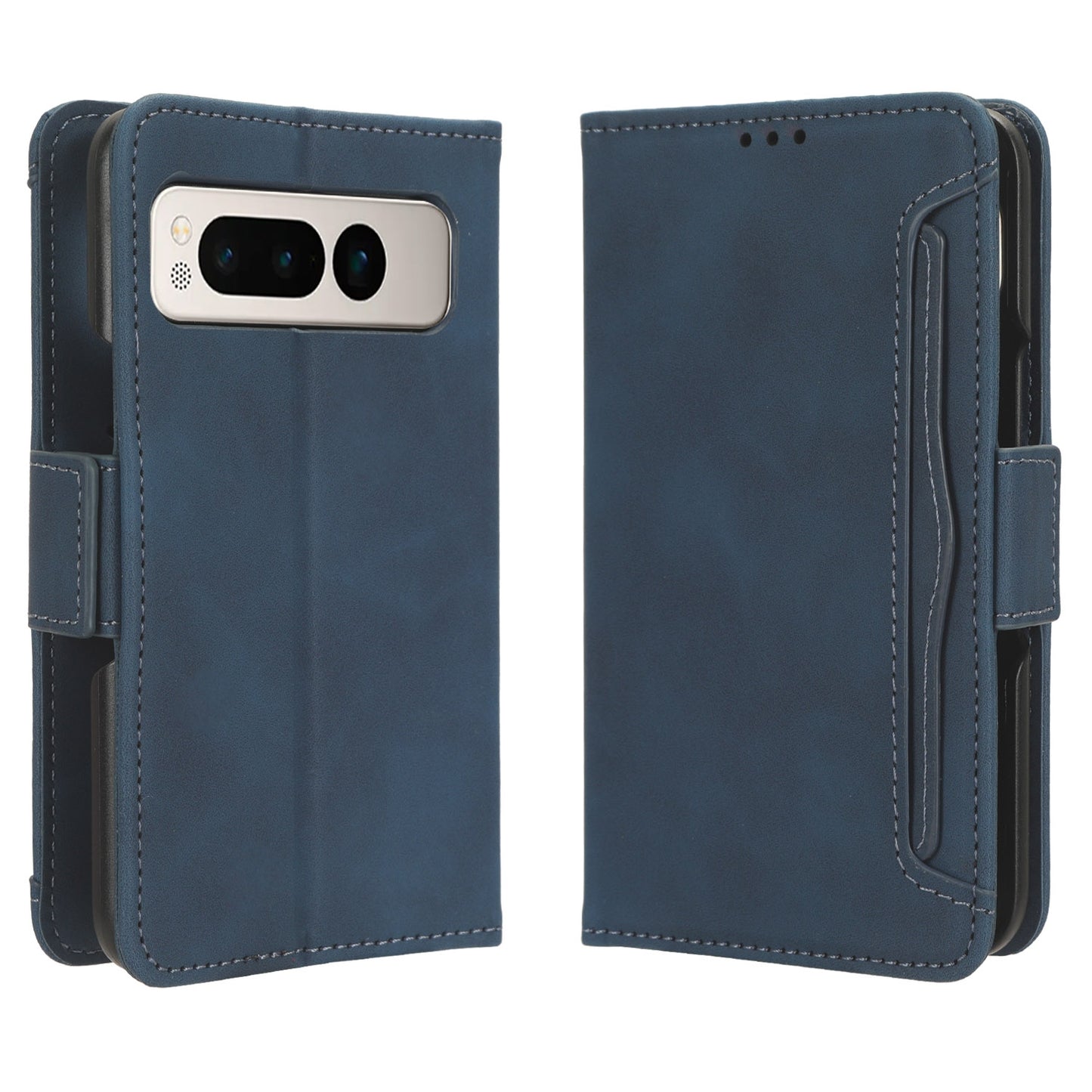 Google Pixel Fold Skin Feel PU Leather Wallet Phone Case with Card Slots, Cash Pocket, Magnetic Closure, Built-In Stand, Full Protection TPU Cover
