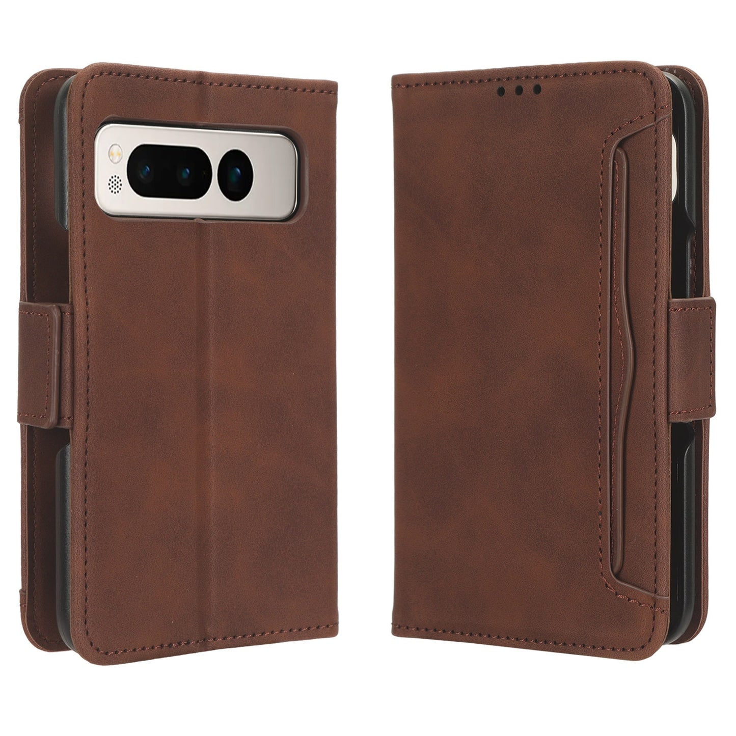 Google Pixel Fold Skin Feel PU Leather Wallet Phone Case with Card Slots, Cash Pocket, Magnetic Closure, Built-In Stand, Full Protection TPU Cover