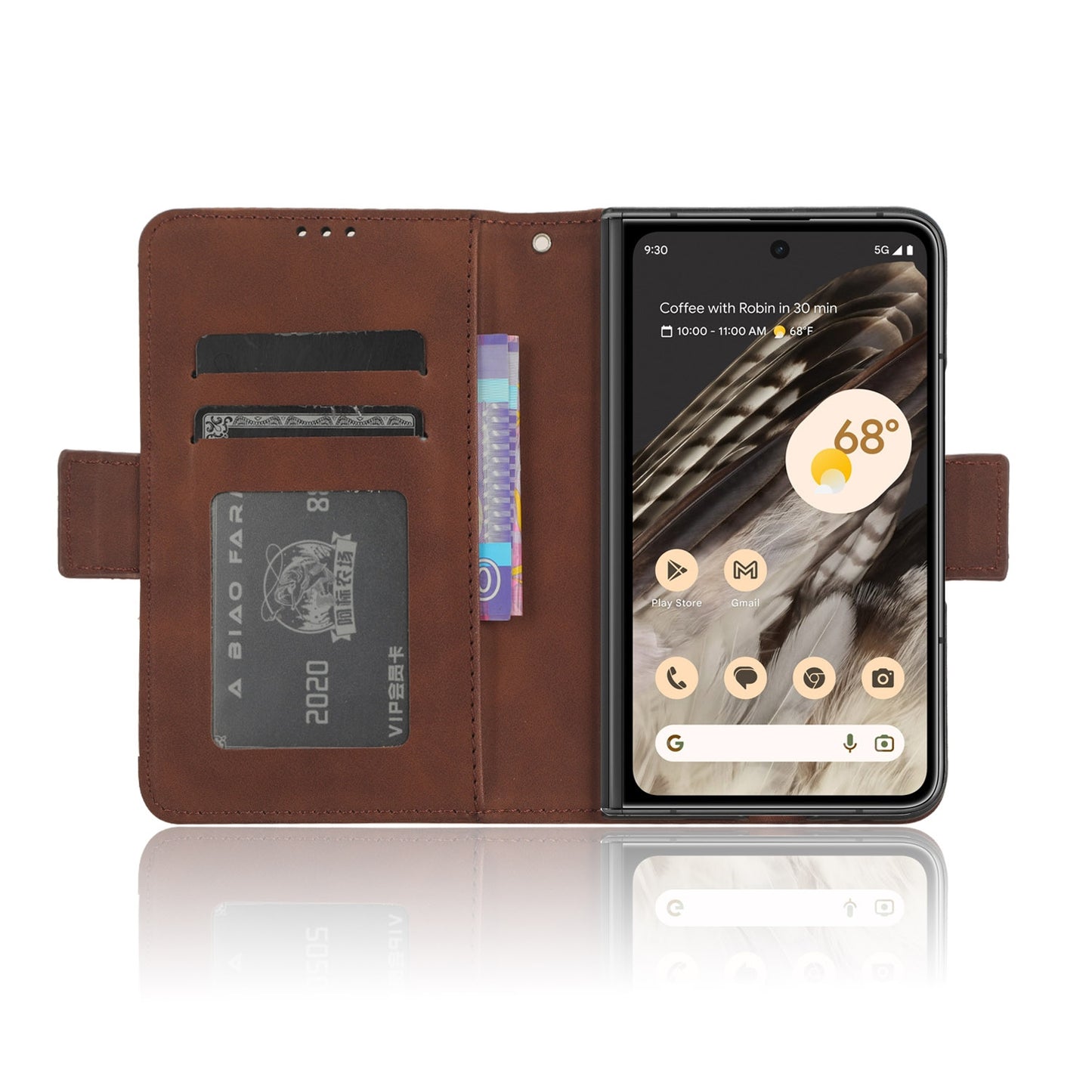 Google Pixel Fold Skin Feel PU Leather Wallet Phone Case with Card Slots, Cash Pocket, Magnetic Closure, Built-In Stand, Full Protection TPU Cover