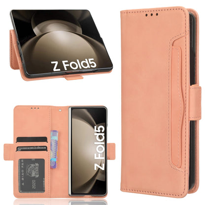 Samsung Galaxy Z Fold5 Skin Feel PU Leather Wallet Phone Case with Card Slots, Cash Pocket, Magnetic Closure, Built-In Stand, Full Protection TPU Cover