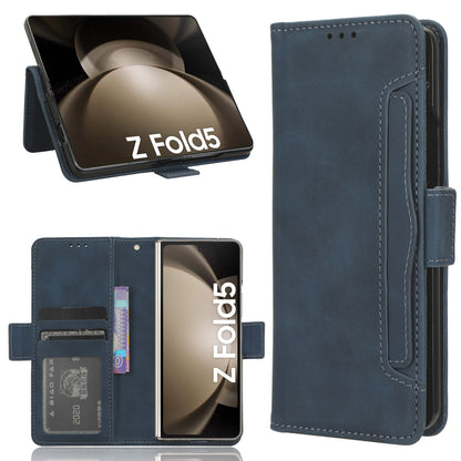 Samsung Galaxy Z Fold5 Skin Feel PU Leather Wallet Phone Case with Card Slots, Cash Pocket, Magnetic Closure, Built-In Stand, Full Protection TPU Cover