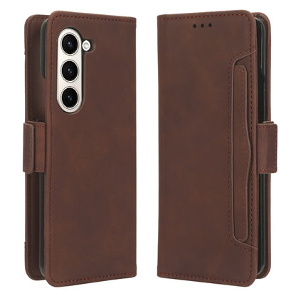 Samsung Galaxy Z Fold5 Skin Feel PU Leather Wallet Phone Case with Card Slots, Cash Pocket, Magnetic Closure, Built-In Stand, Full Protection TPU Cover