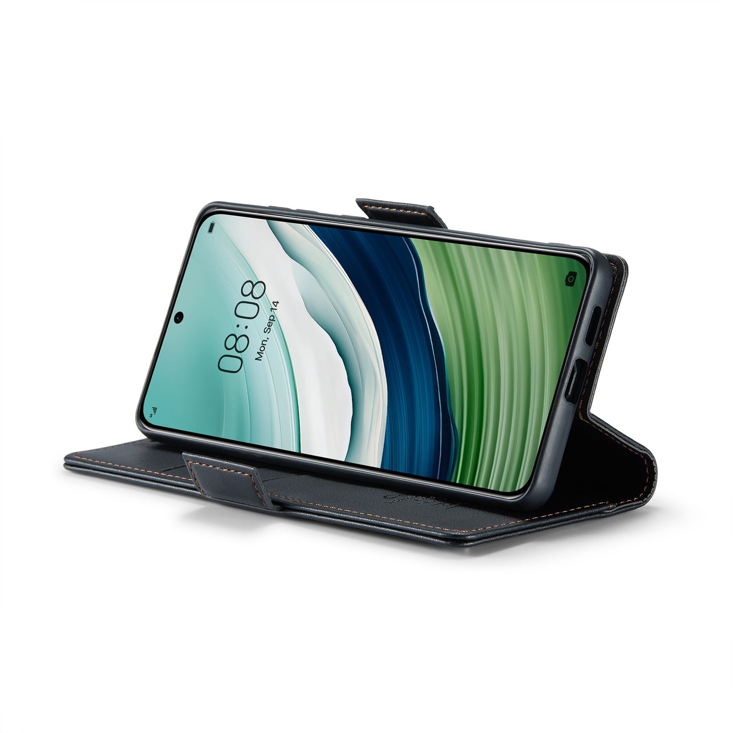 Huawei Mate 60 Litchi Texture RFID Anti-theft Leather Phone Case with Butterfly Buckle, Stand & Card Wallet with TPU Shell