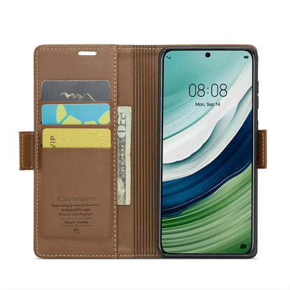 Huawei Mate 60 Litchi Texture RFID Anti-theft Leather Phone Case with Butterfly Buckle, Stand & Card Wallet with TPU Shell