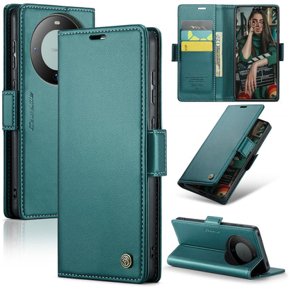 Huawei Mate 60 Pro+ Litchi Texture RFID Anti-theft Leather Phone Case with Butterfly Buckle, Stand & Card Wallet with TPU Shell