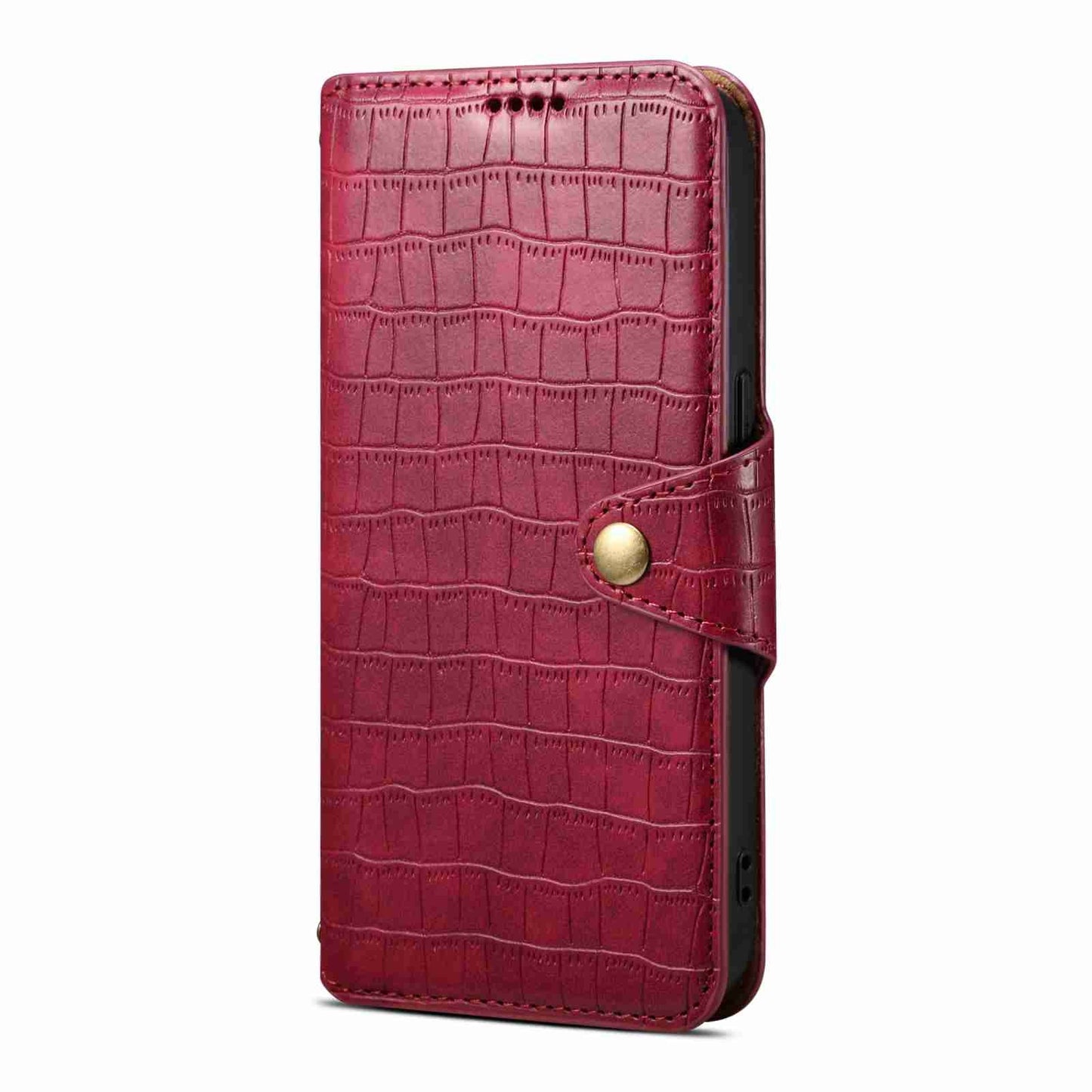 iPhone 15 Plus Denior Crocodile Texture Oil Edge Leather Phone Case with Card Wallet and Kickstand