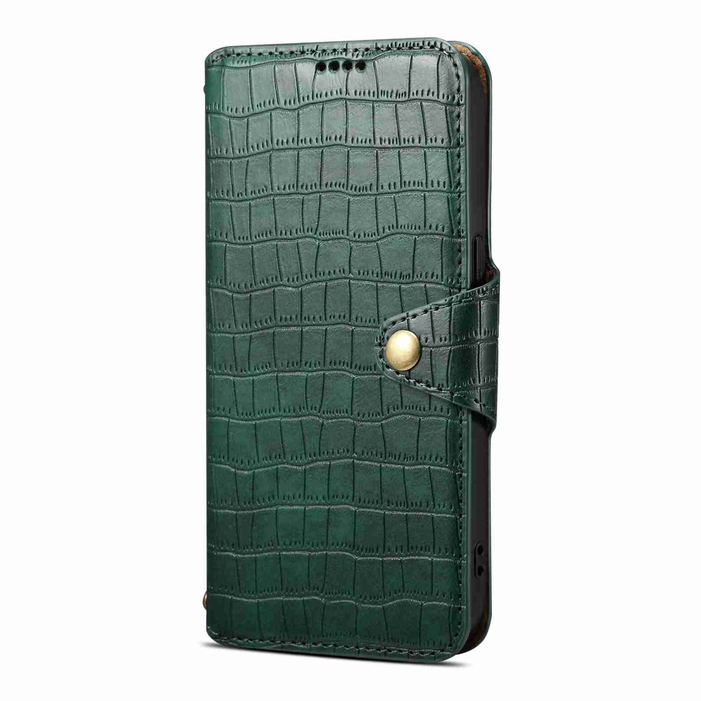 iPhone 14 Pro Denior Crocodile Texture Oil Edge Leather Phone Case with Card Wallet and Kickstand