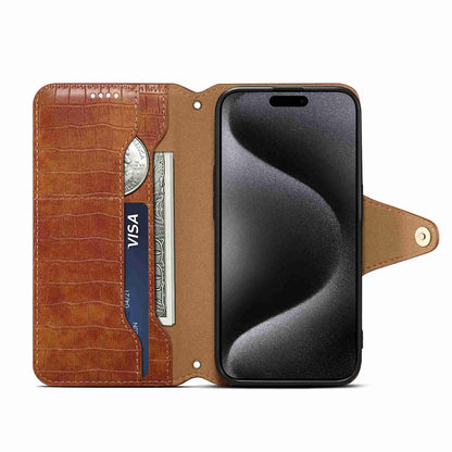 iPhone 11 Pro Max Denior Crocodile Texture Oil Edge Leather Phone Case with Card Wallet and Kickstand
