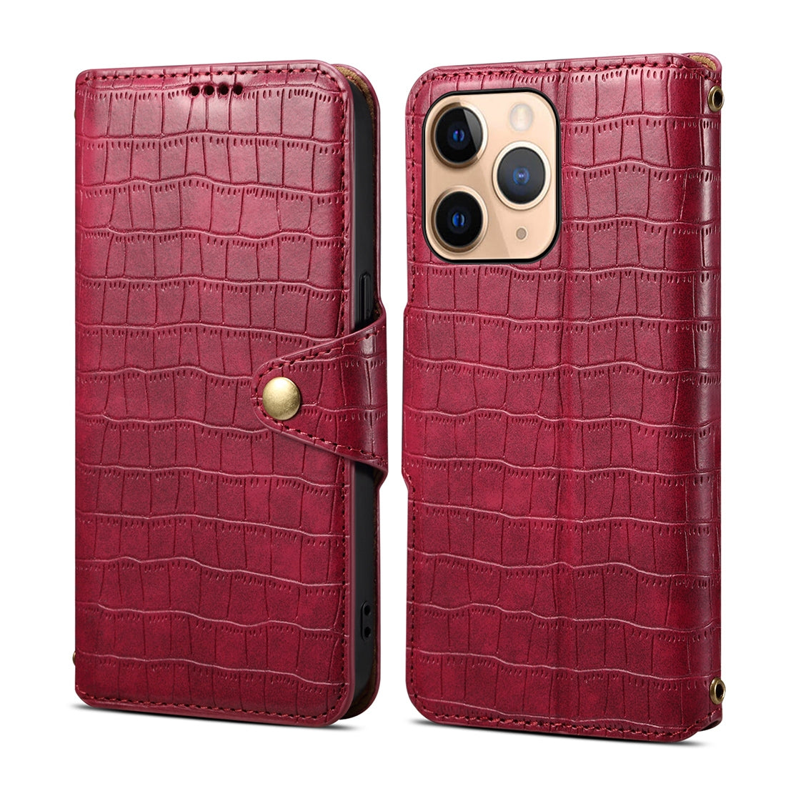 iPhone 11 Pro Max Denior Crocodile Texture Oil Edge Leather Phone Case with Card Wallet and Kickstand