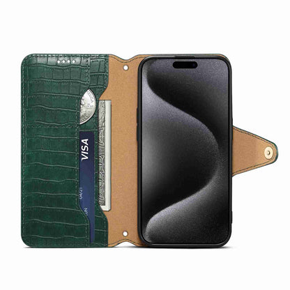 iPhone 11 Pro Max Denior Crocodile Texture Oil Edge Leather Phone Case with Card Wallet and Kickstand