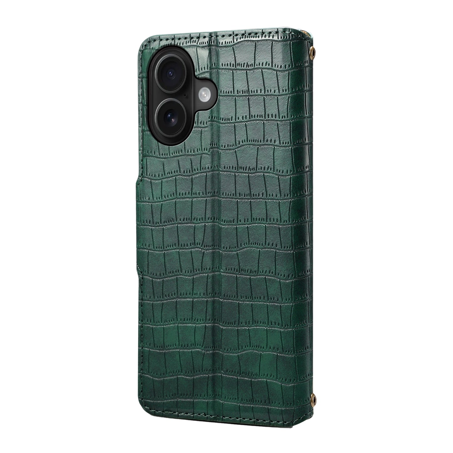 iPhone 16 Denior Crocodile Texture Oil Edge Leather Phone Case with Card Wallet and Kickstand