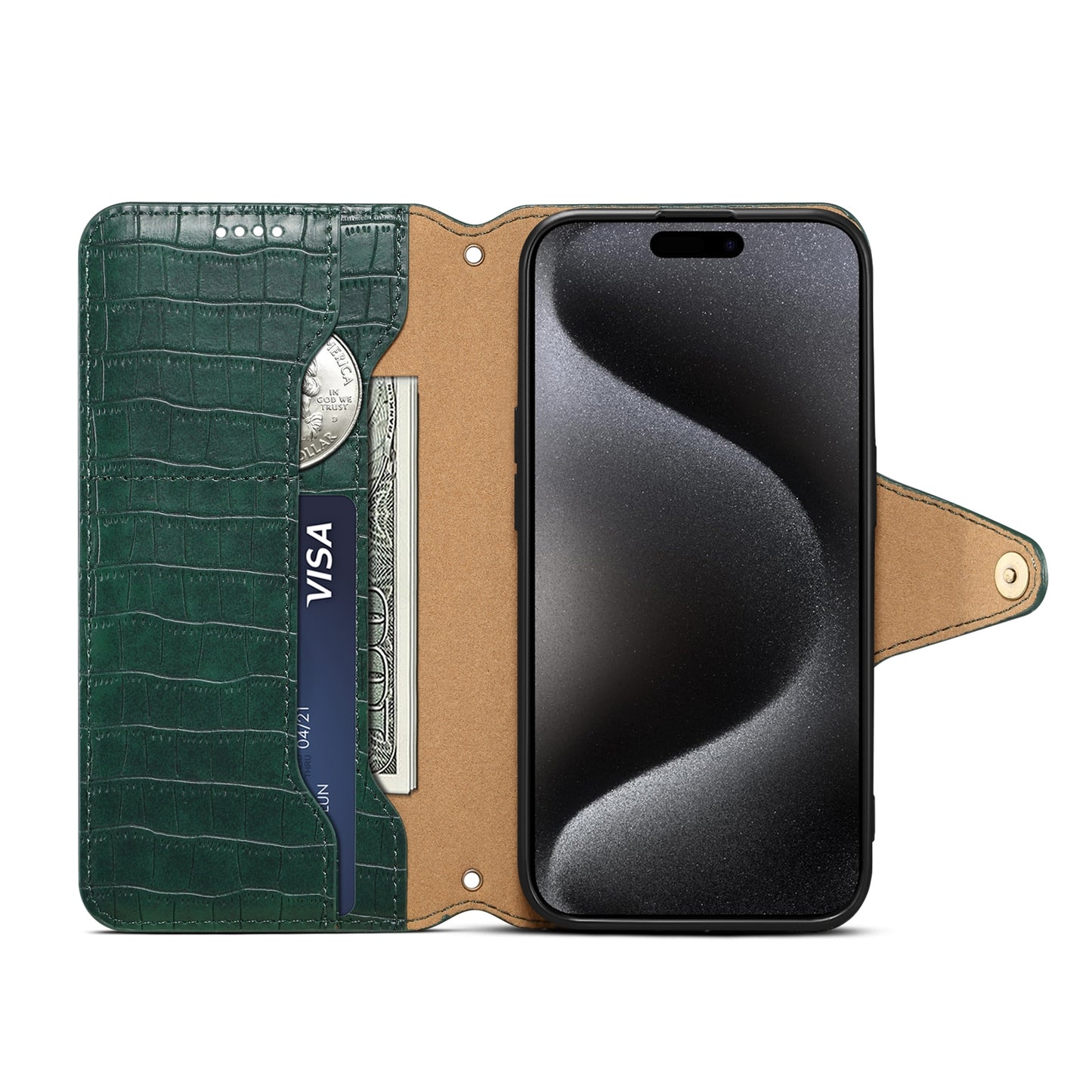 iPhone 16 Plus Denior Crocodile Texture Oil Edge Leather Phone Case with Card Wallet and Kickstand